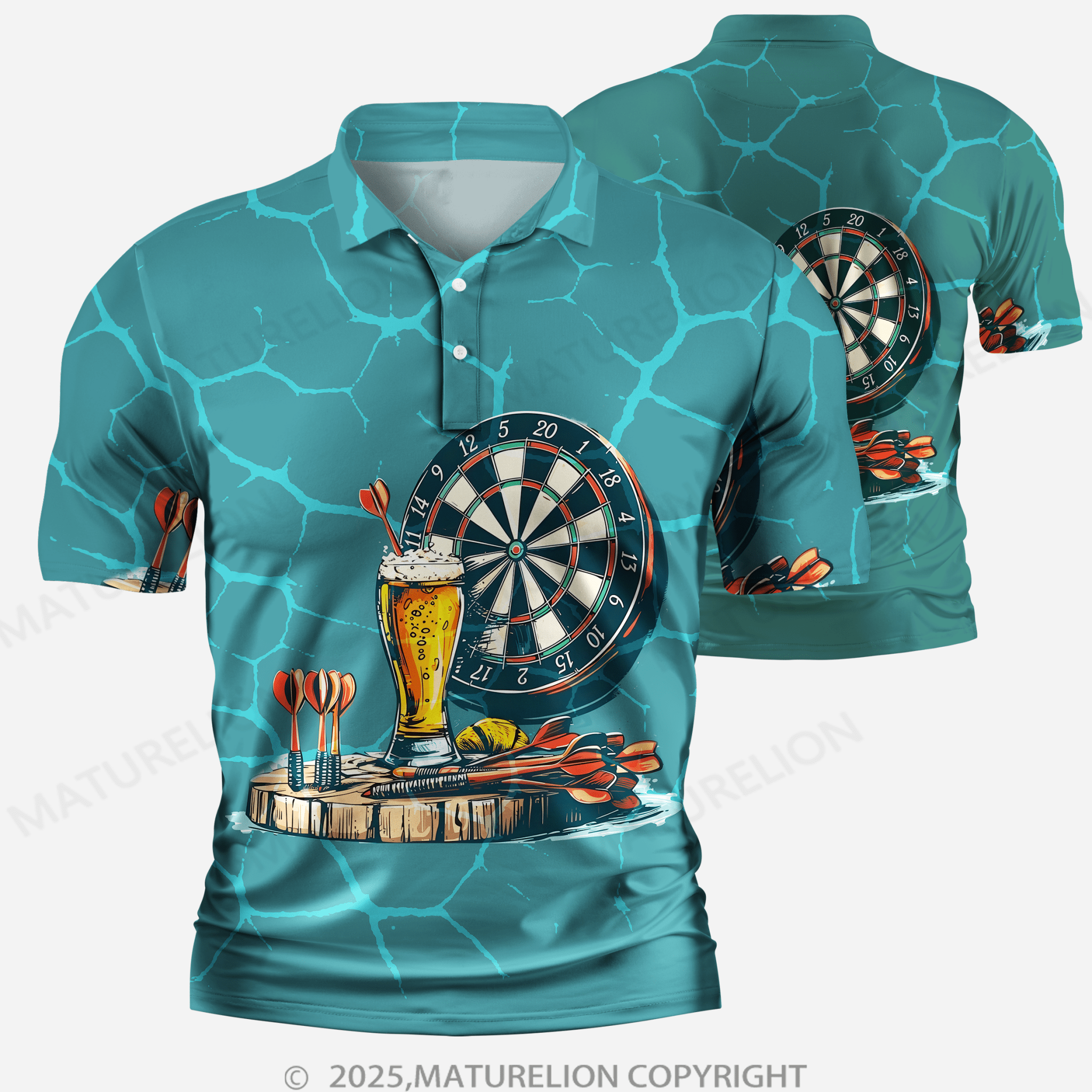 Maturelion Men's Skull Print Funny Polo Shirt