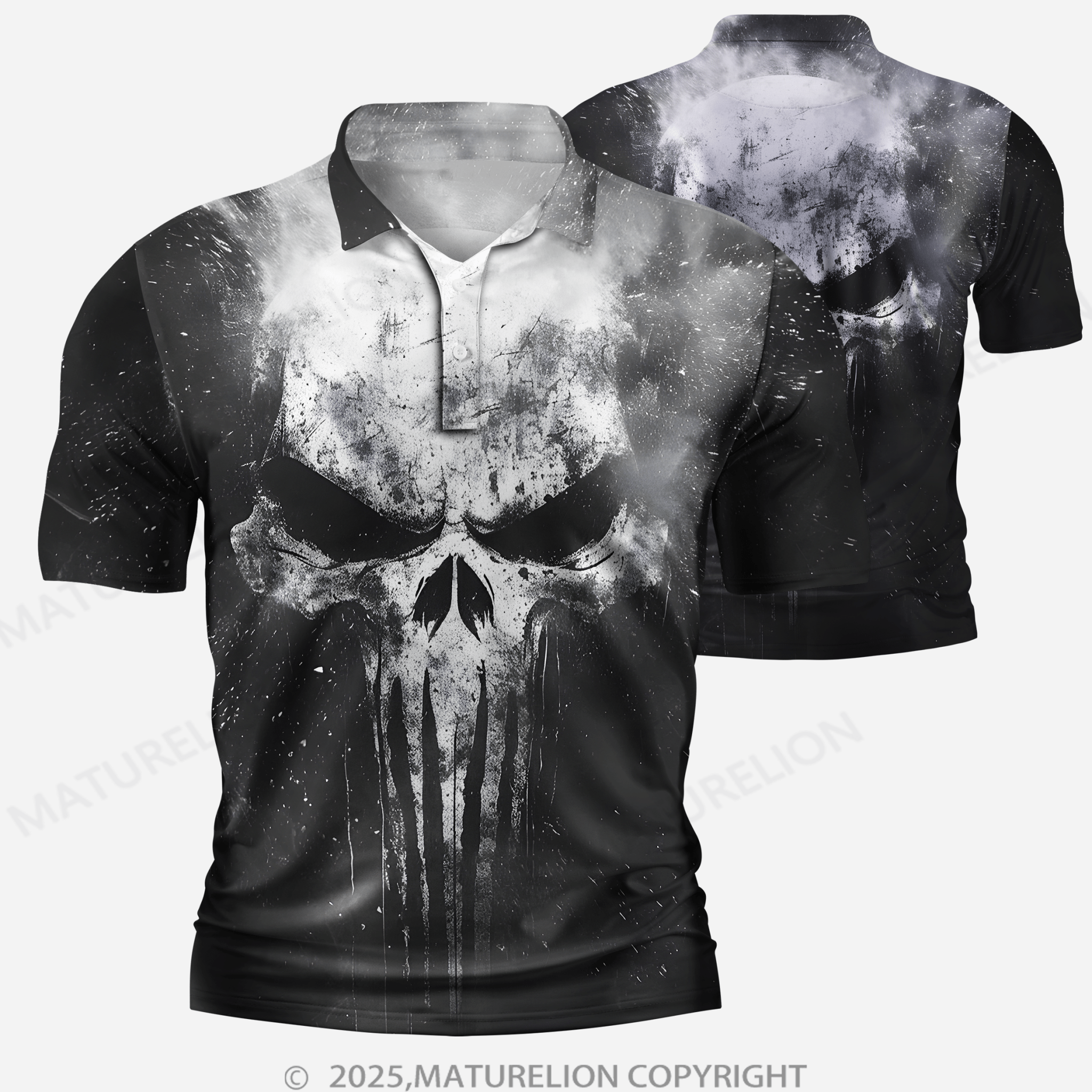Maturelion Men's Vintage Print Polo Shirt
