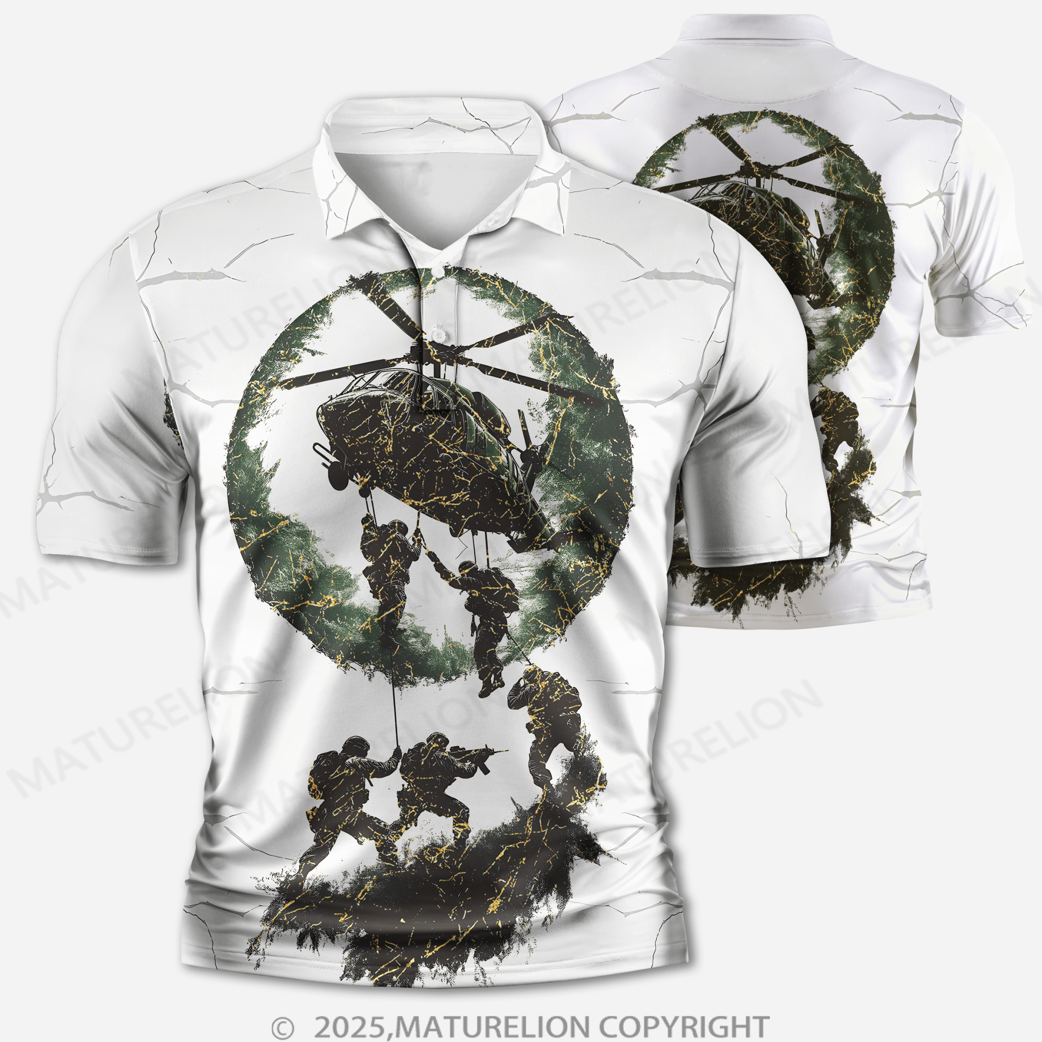 Maturelion Men's Vintage Print Polo Shirt