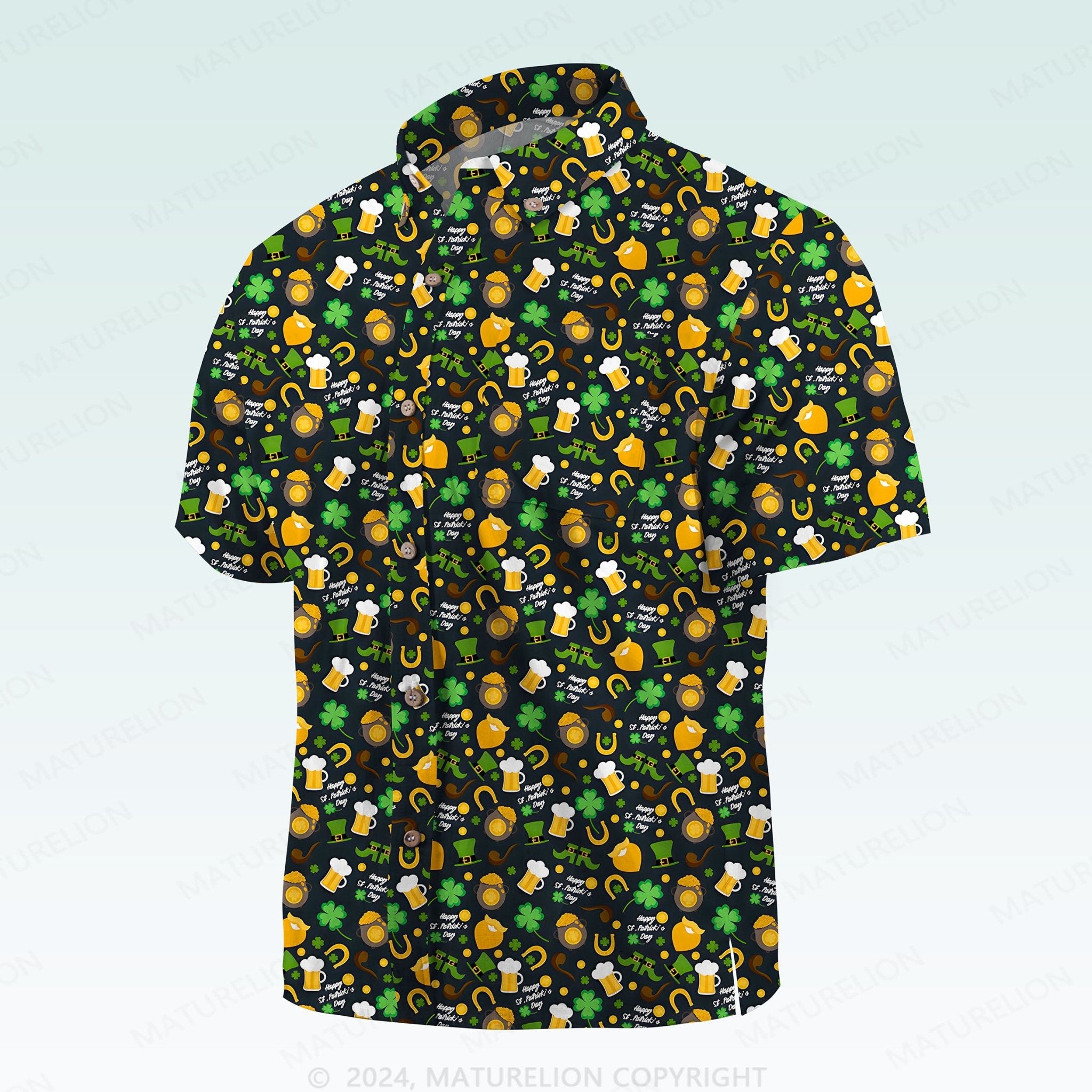 Maturelion St. Patrick's Hawaiian Shirt 1950s Irish Breeze Hawaiian Shirt
