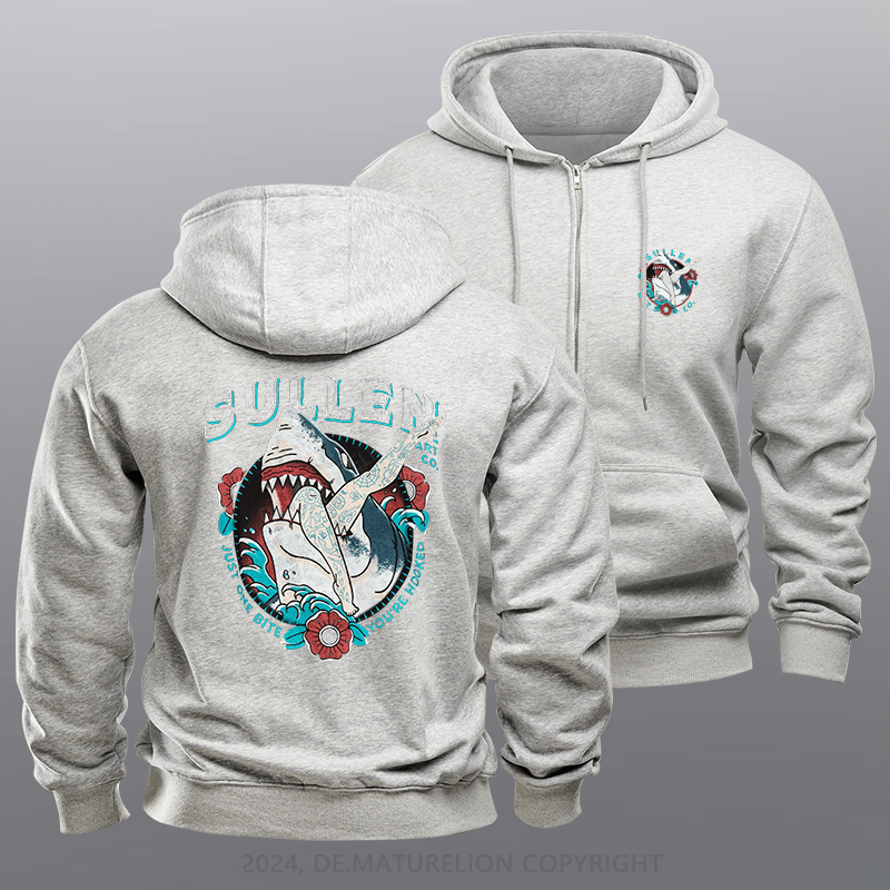 Maturelion Men's Hoodie One Bite Standard Zipper Hoodie