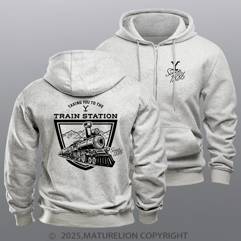 Maturelion Men's Hoodie Yellowstone Taking You to the Train Station Adult Hoodie
