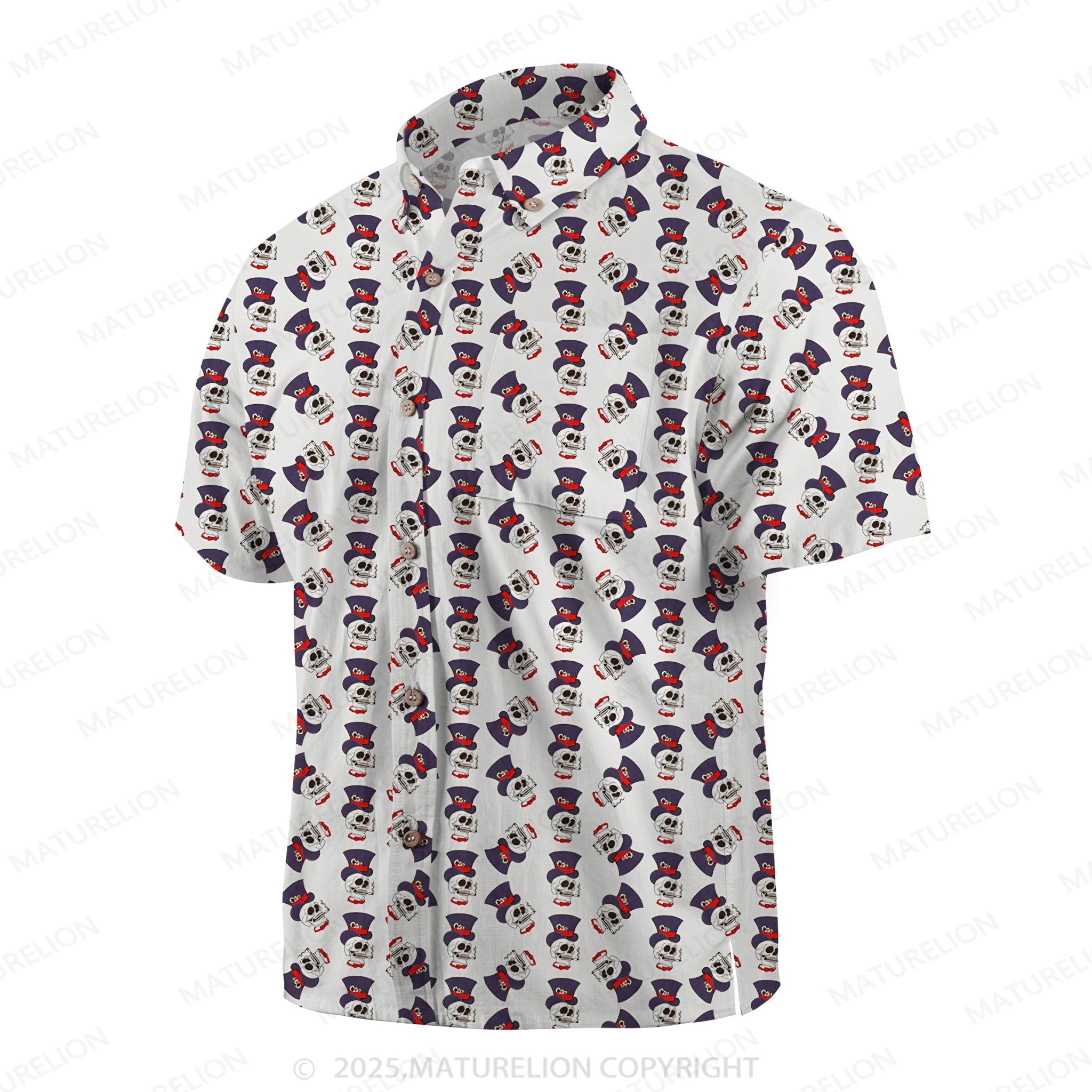 Maturelion Men's Hawaiian Shirt Vintage Skull Hawaiian Shirt