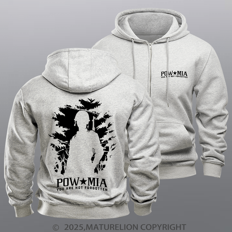 Maturelion Men's Hoodie POW/MIA Nightfall Zipper Hoodie