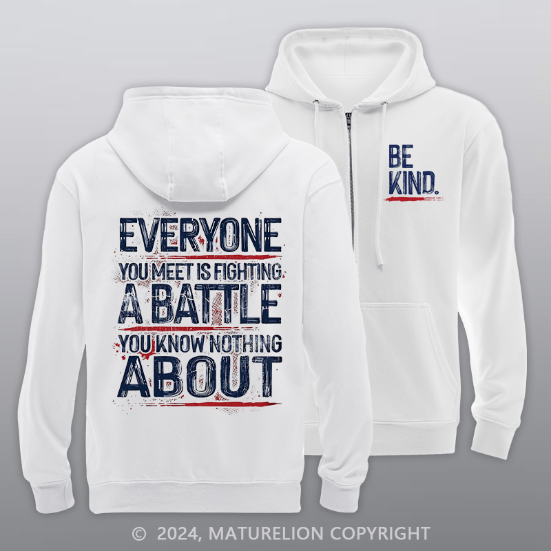Maturelion Men's Hoodie Be Kind Zipper Hoodie
