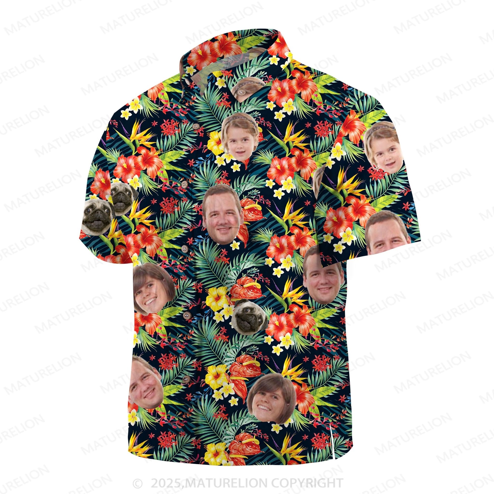 Maturelion Aloha Shirts Hawaiian Shirt with Your Custom Face Print Hawaiian Shirt