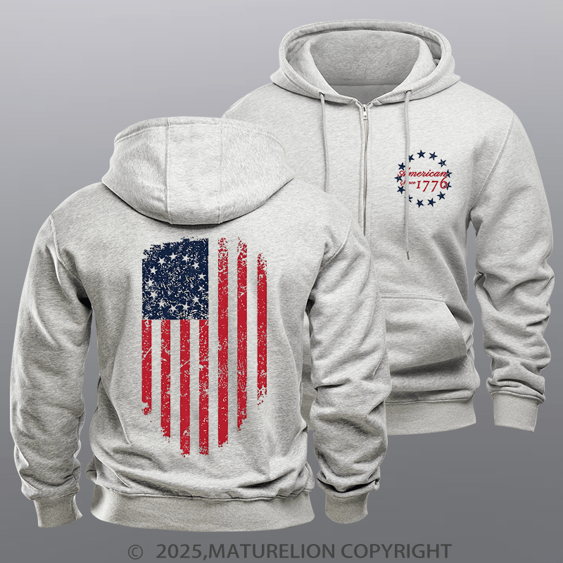 Maturelion Men's Hoodie Betsy Ross Zipper Hoodie