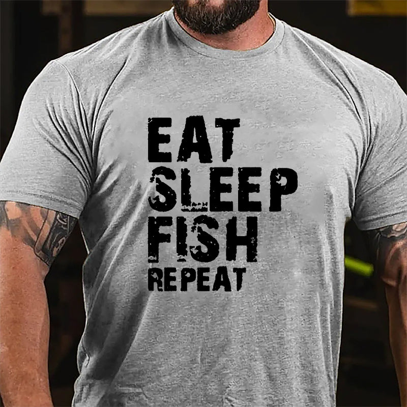 Eat Sleep Fish Repeat Cotton T-shirt