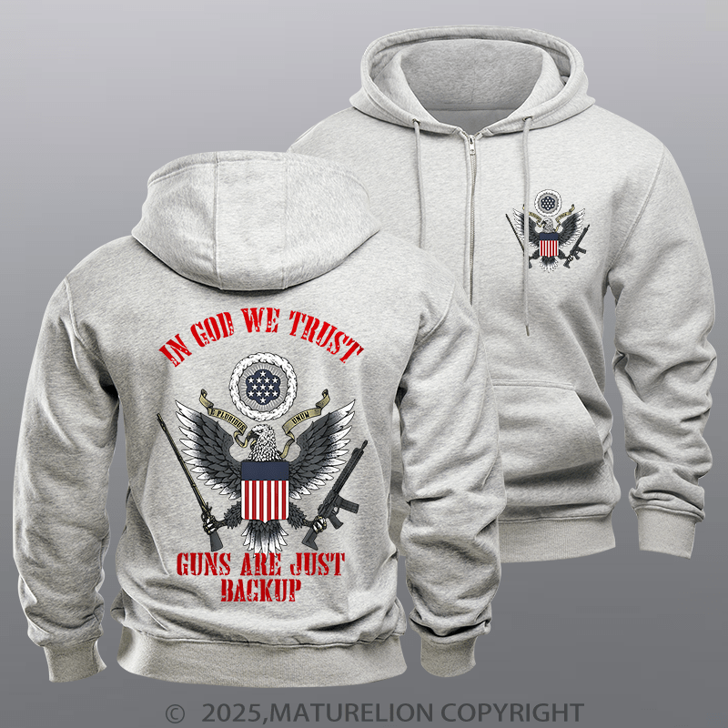 Maturelion Men's Hoodie In God We Trust Zipper Hoodie