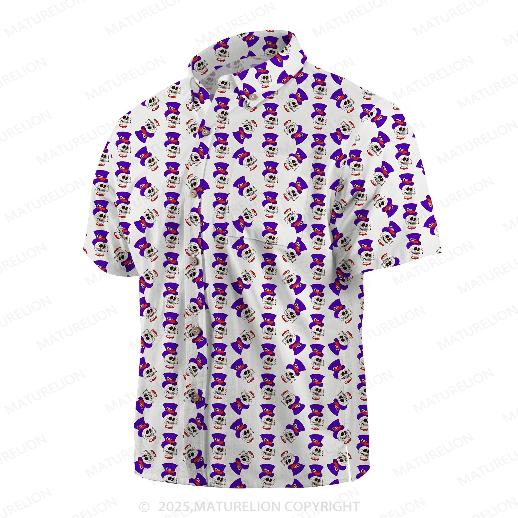 Maturelion Men's Hawaiian Shirt Vintage Skull Hawaiian Shirt