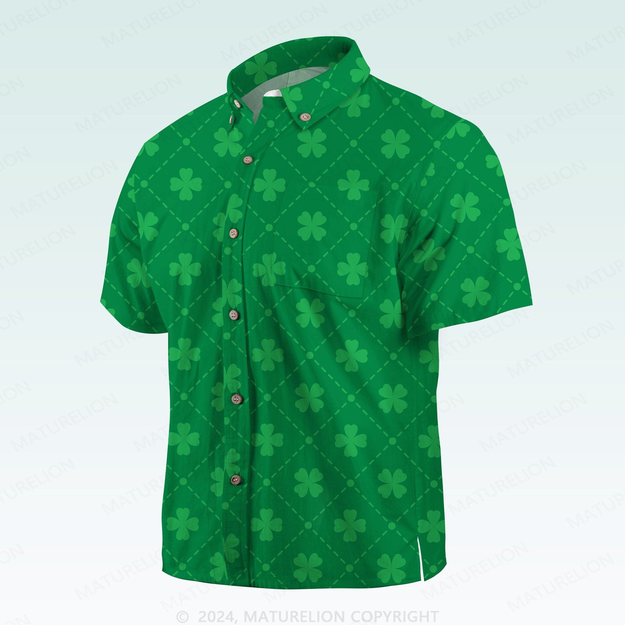 Maturelion St. Patrick's Hawaiian Shirt Retro Shamrock Adventure Hawaiian Shirt