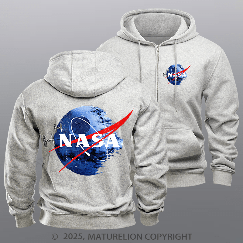 Maturelion Men's Hoodie Inspired Guava Iguana Death Star Graphic Zipper Hoodie