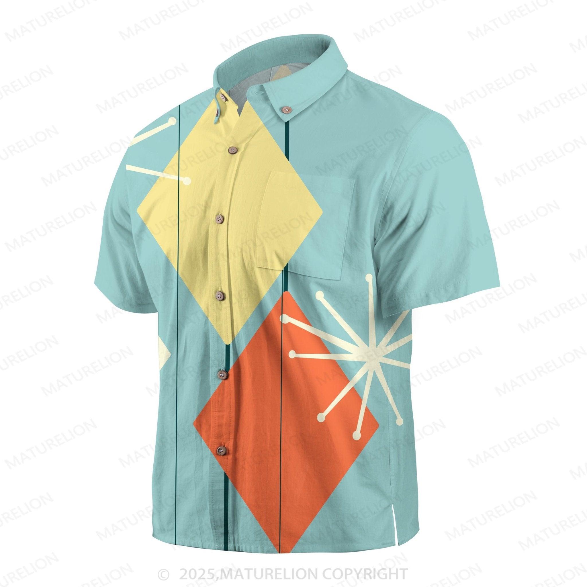 Maturelion Atomic Argyle Print Hawaiian Shirt