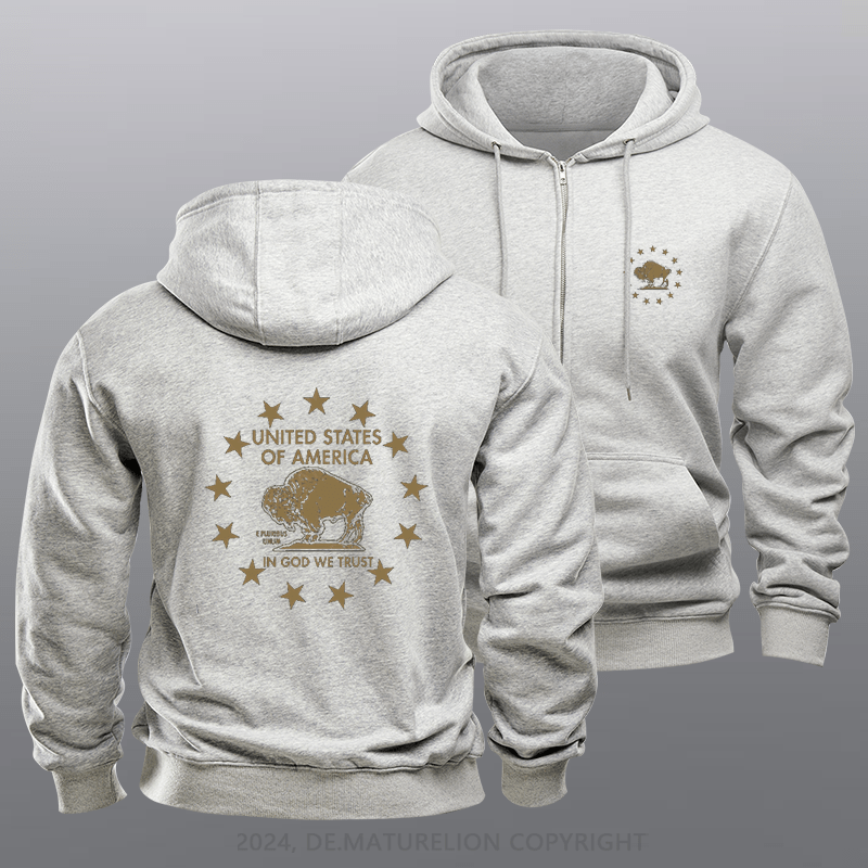 Maturelion Men's Hoodie God We Trust Zipper Hoodie