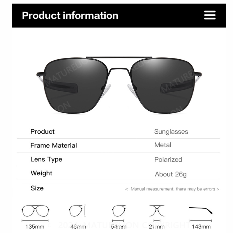 Maturelion Polarized Square Aviator Sunglasses for Men