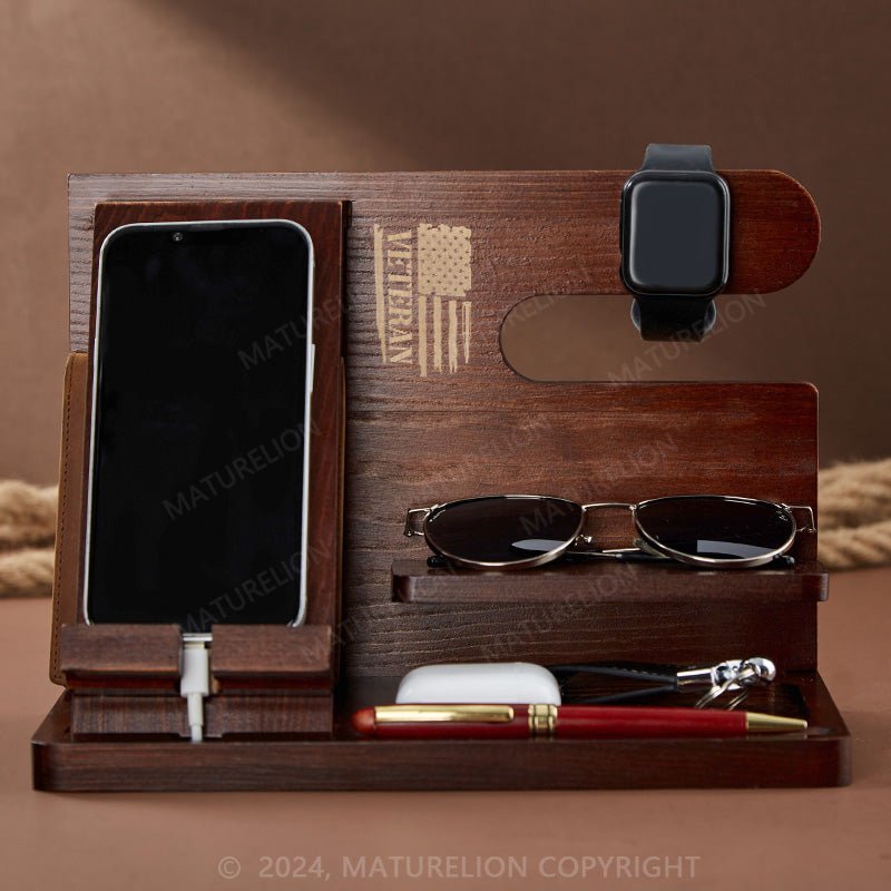 Maturelion Gift for Men Handmade Docking Station with Key Holder