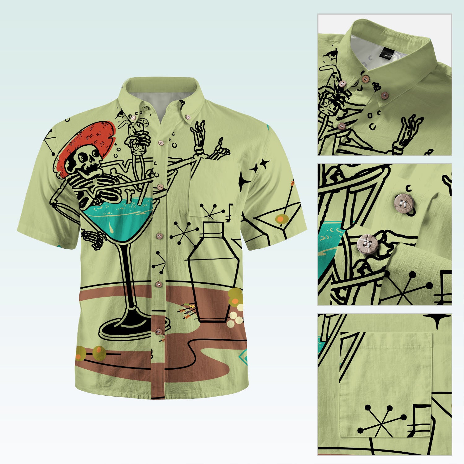Maturelion Men's Hawaiian Shirt Bowling Summer Loose Hawaiian Beach Shirts