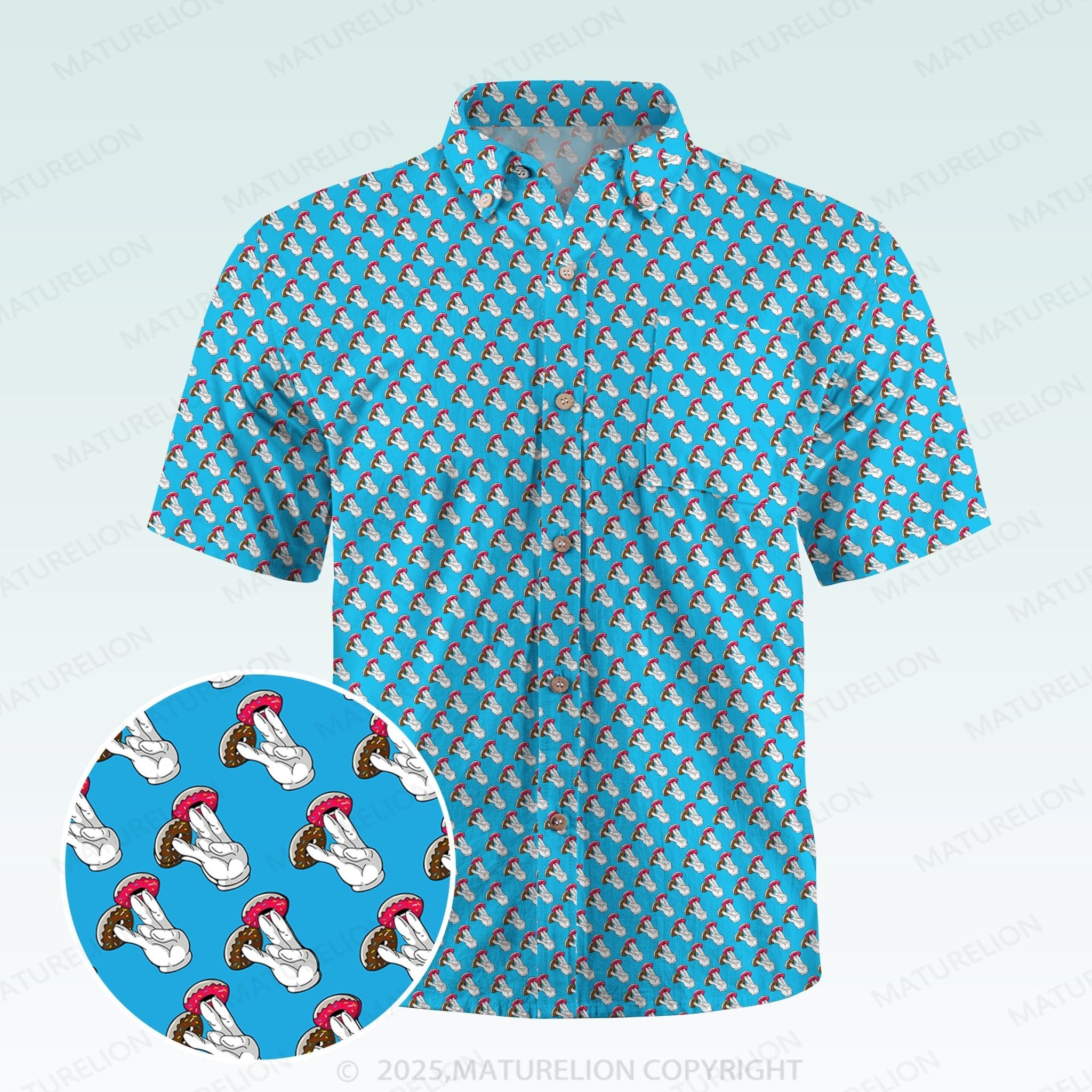 Maturelion Men's Hawaiian Shirt Vintage Beach Hawaiian Shirt