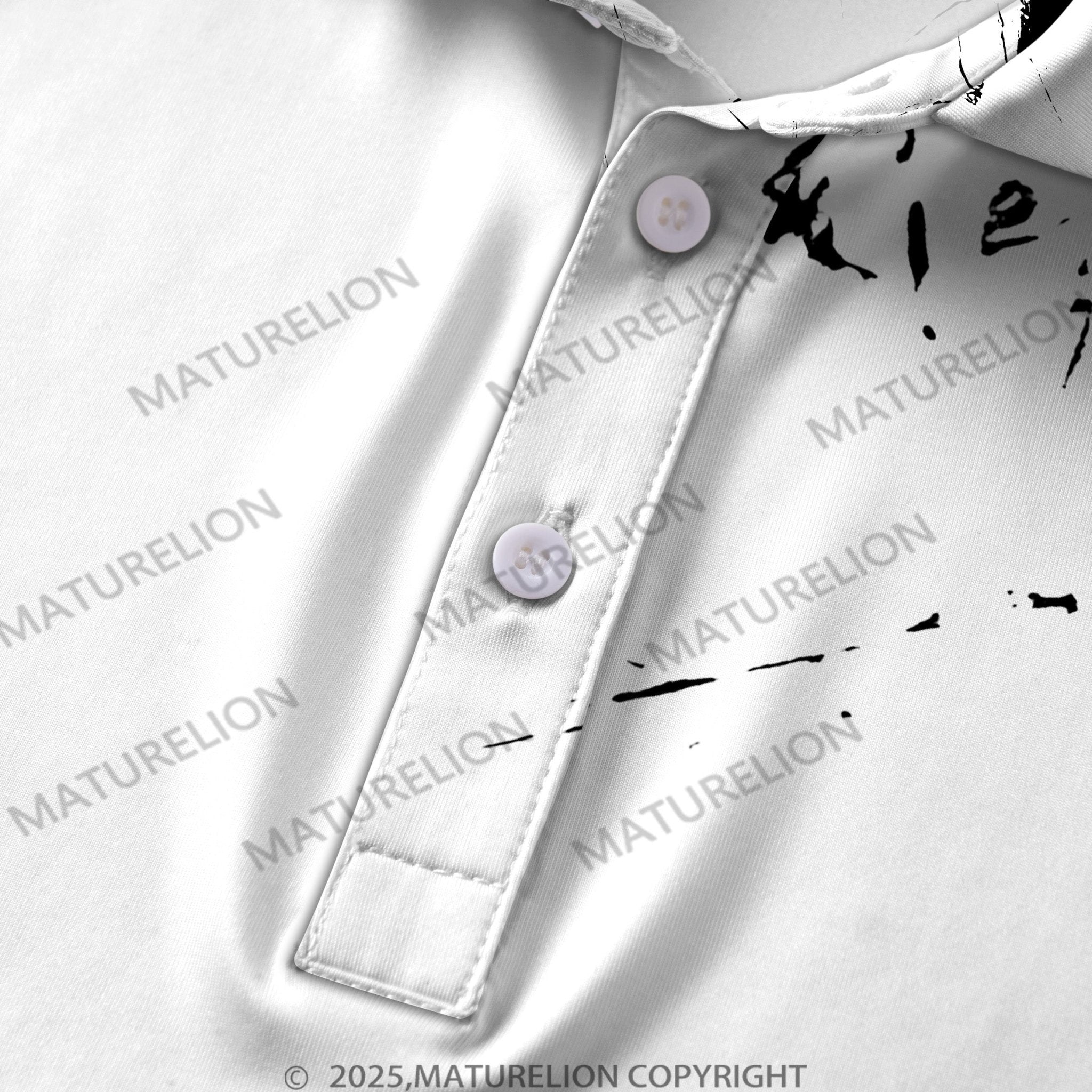 Maturelion Men's Distressed Print Polo Shirt