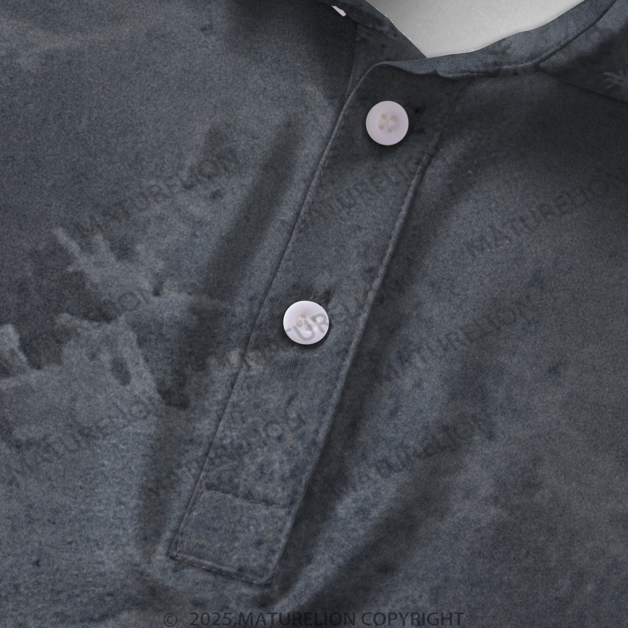 Maturelion Men's Distressed Print Polo Shirt