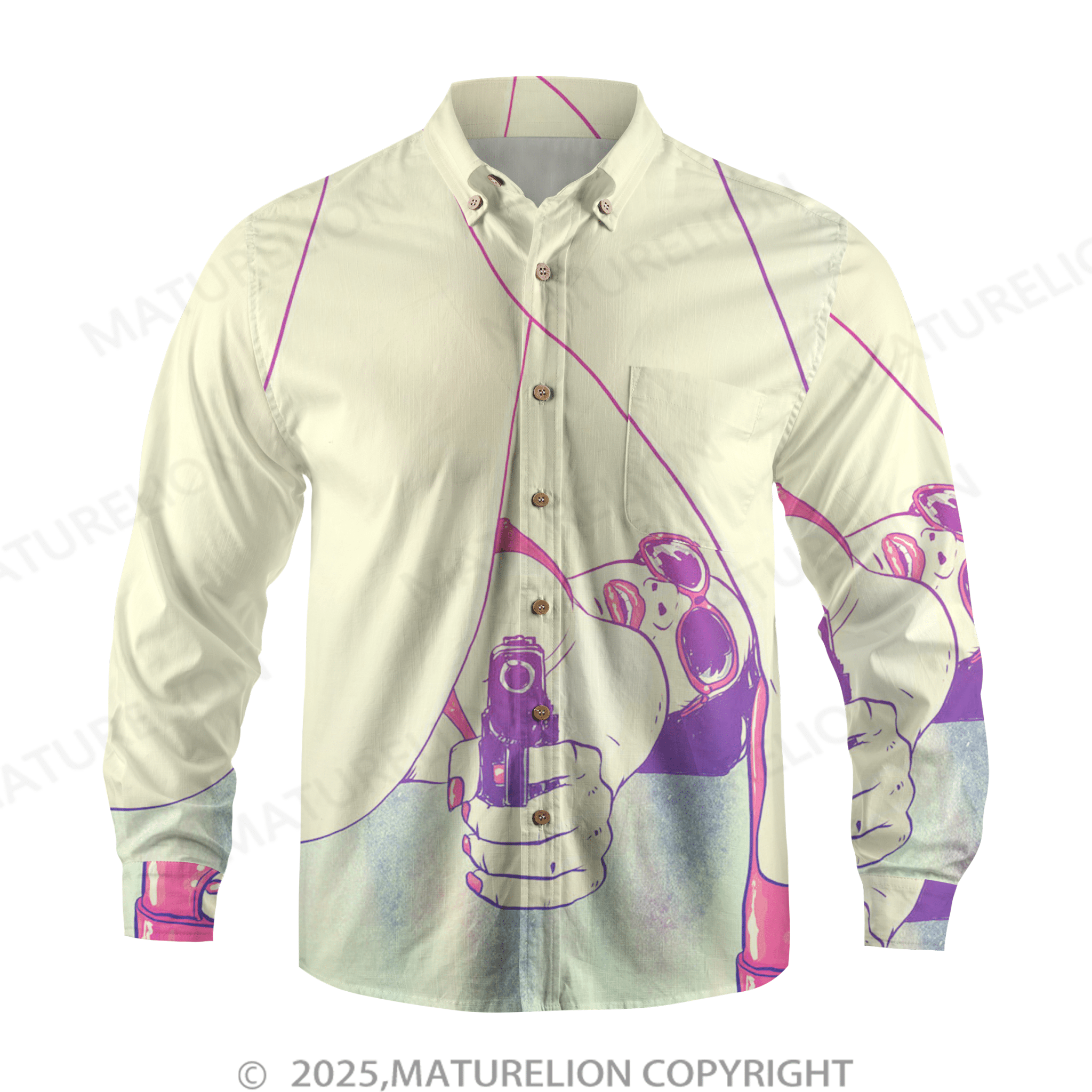 Maturelion Men's Hawaiian Shirt Aloha Baby Let’s Turn Up the Heat Hawaiian Shirt