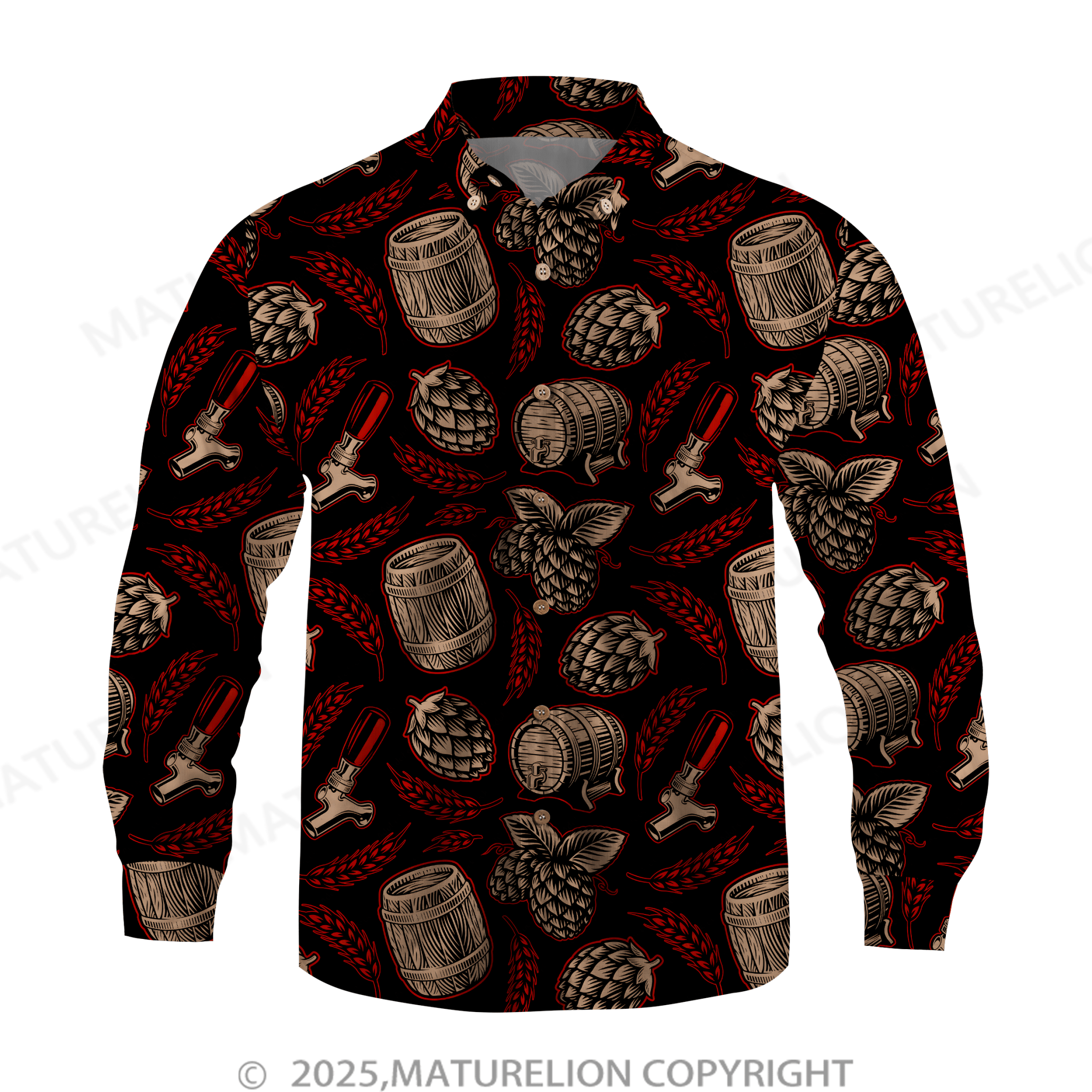 Maturelion Men's Hawaiian Shirt Vintage Print Hawaiian Shirt