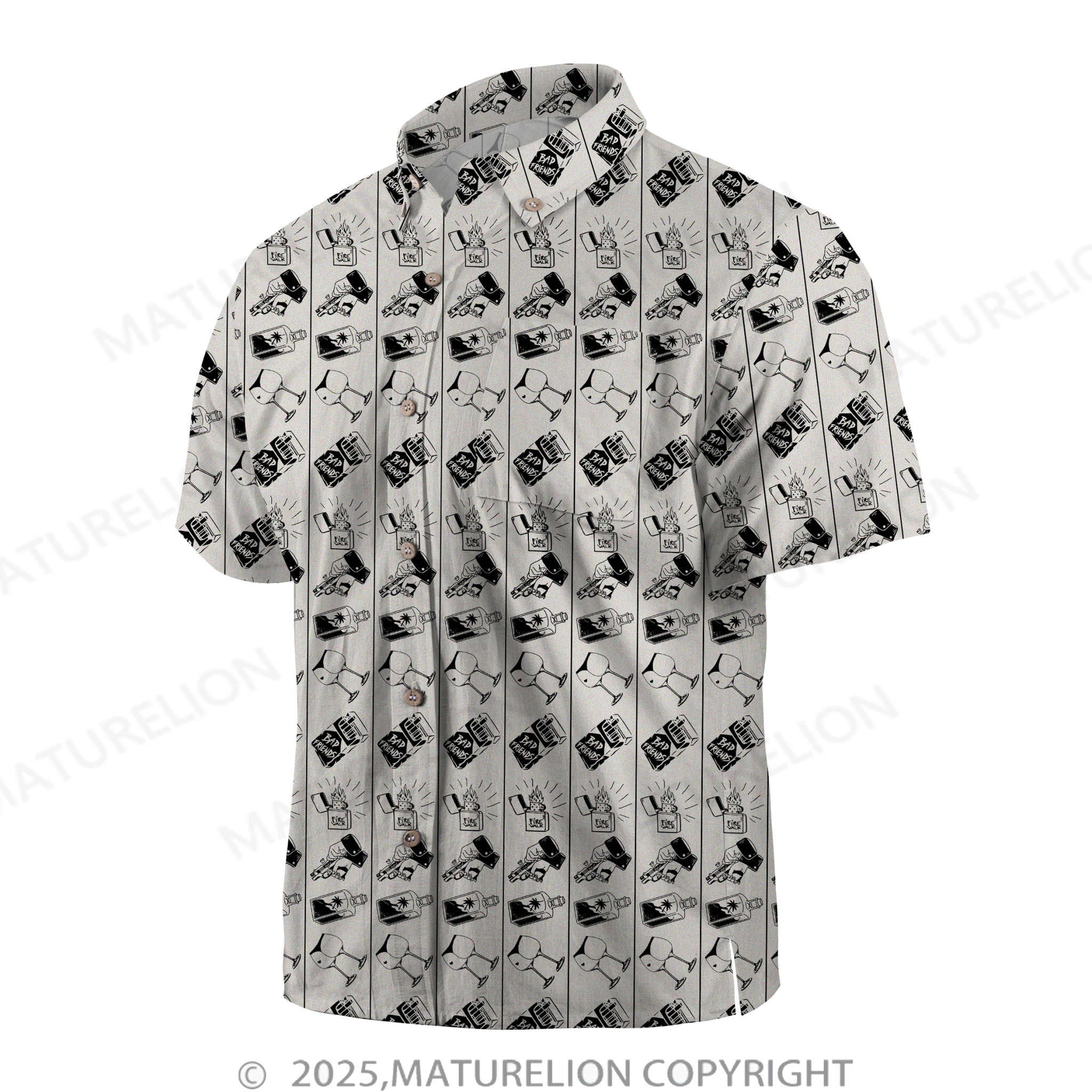 Maturelion Men's Hawaiian Shirt Floral Rush Hawaiian Shirt