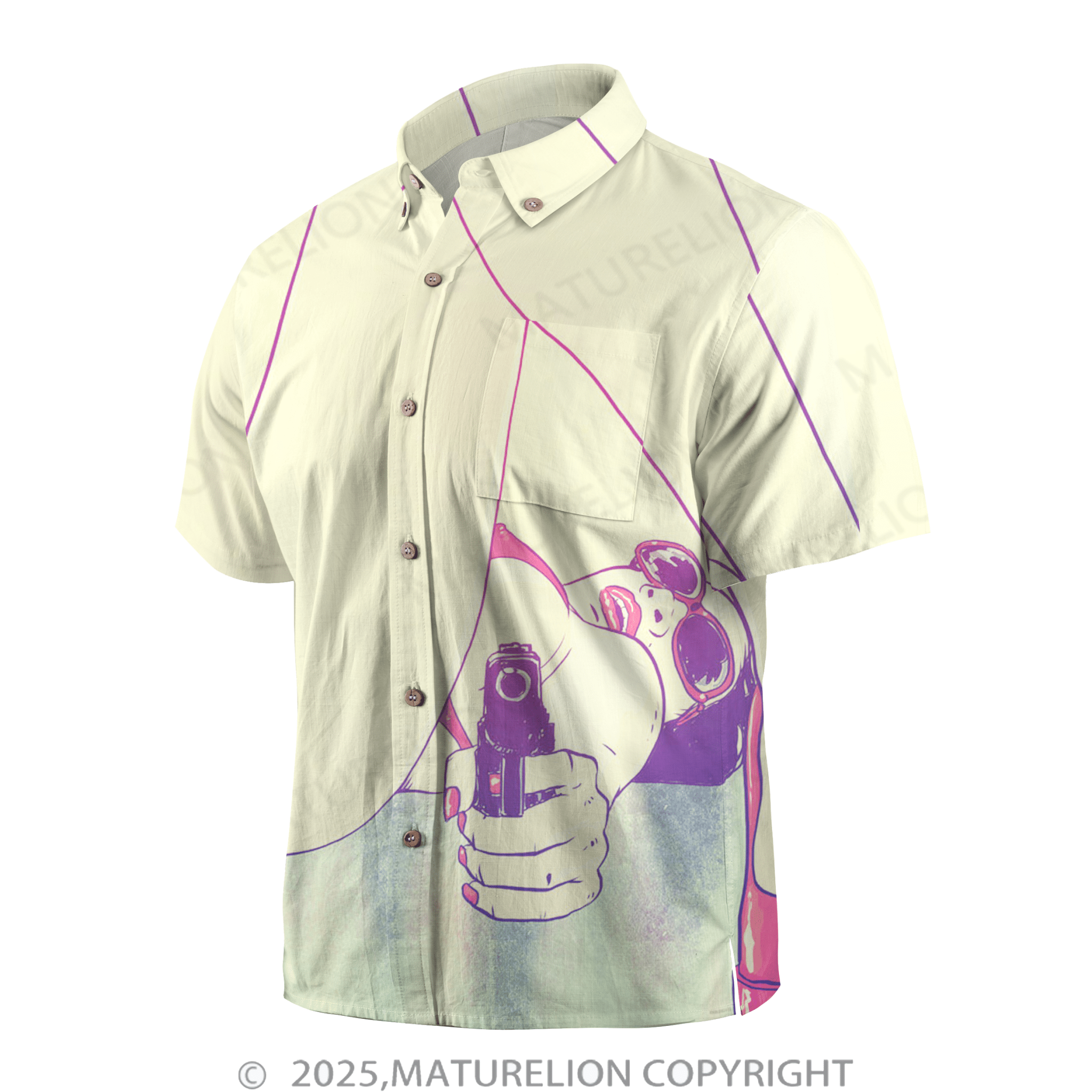 Maturelion Men's Hawaiian Shirt Aloha Baby Let’s Turn Up the Heat Hawaiian Shirt