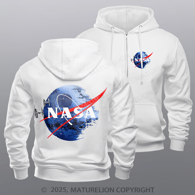 Maturelion Men's Hoodie Inspired Guava Iguana Death Star Graphic Zipper Hoodie