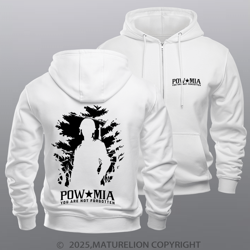 Maturelion Men's Hoodie POW/MIA Nightfall Zipper Hoodie