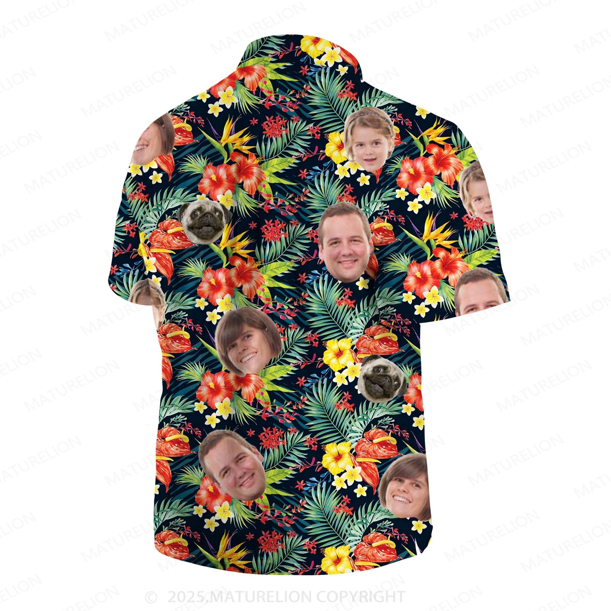 Maturelion Aloha Shirts Hawaiian Shirt with Your Custom Face Print Hawaiian Shirt