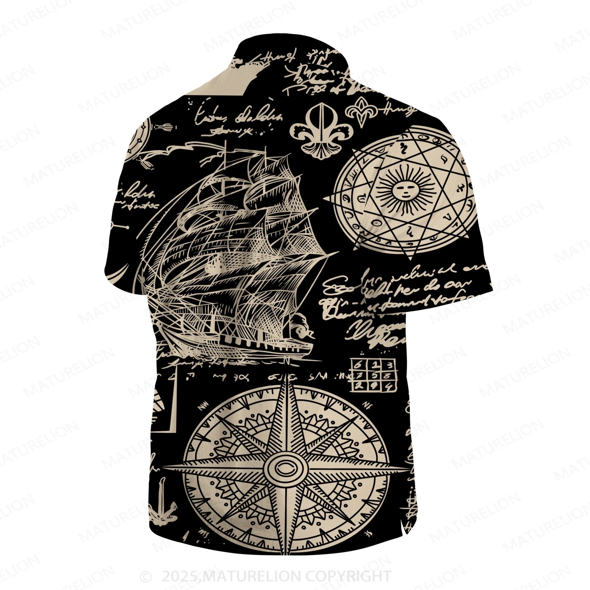 Maturelion Sailboat Compass Marine 3d Print Retro Men's Hawaiian Shirt