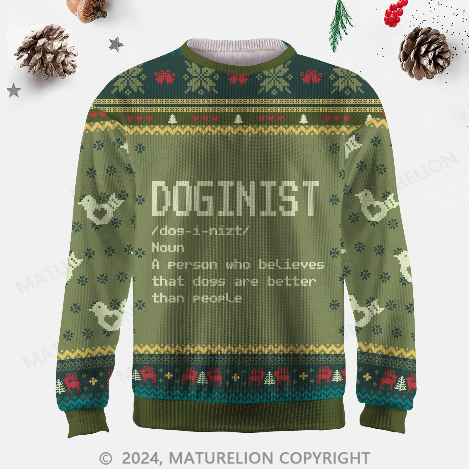 Maturelion Doginist Definition Dogs Are Better Than People Funny Quote Ugly Sweater