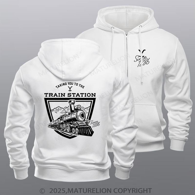 Maturelion Men's Hoodie Yellowstone Taking You to the Train Station Adult Hoodie