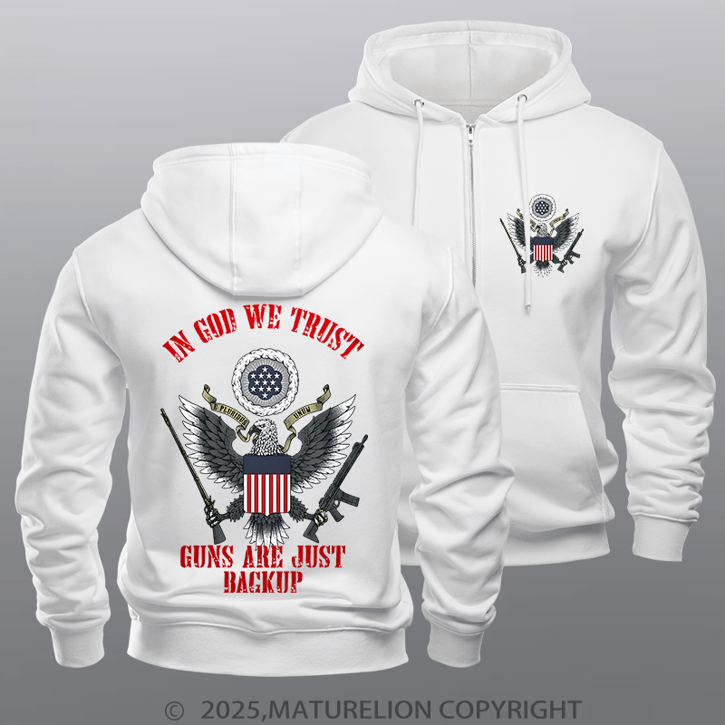 Maturelion Men's Hoodie In God We Trust Zipper Hoodie