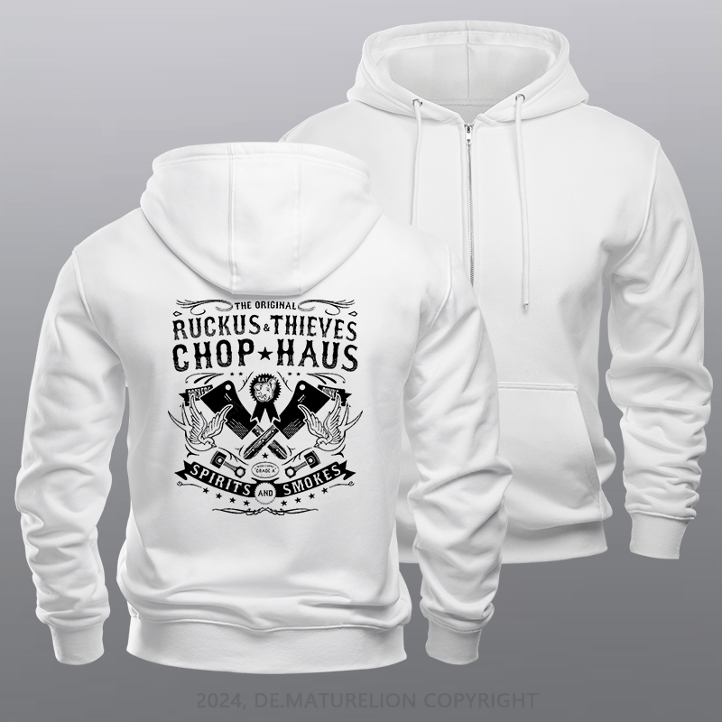 Maturelion Men's Hoodie Ruckus and Thieves Zipper Hoodie