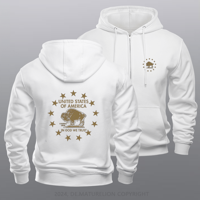 Maturelion Men's Hoodie God We Trust Zipper Hoodie