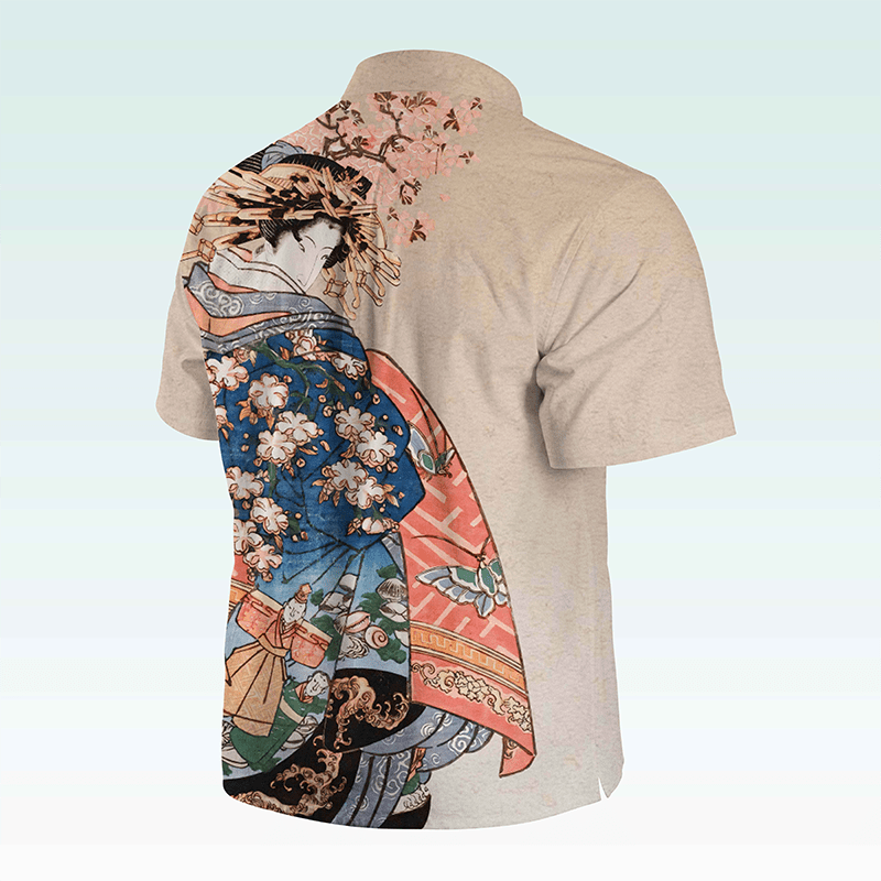 Maturelion Men's Hawaiian Shirt Gintama Print Button Down Short Sleeve Shirt