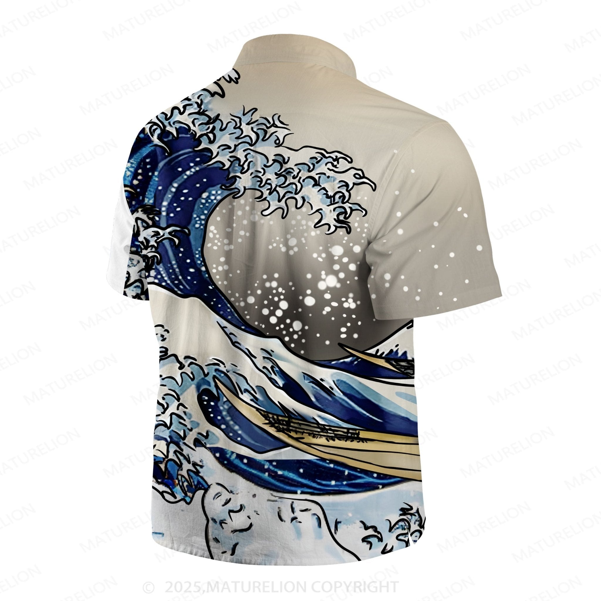 Maturelion Beach Wind Harajuku Anime Wave Pattern Hawaiian Shirt