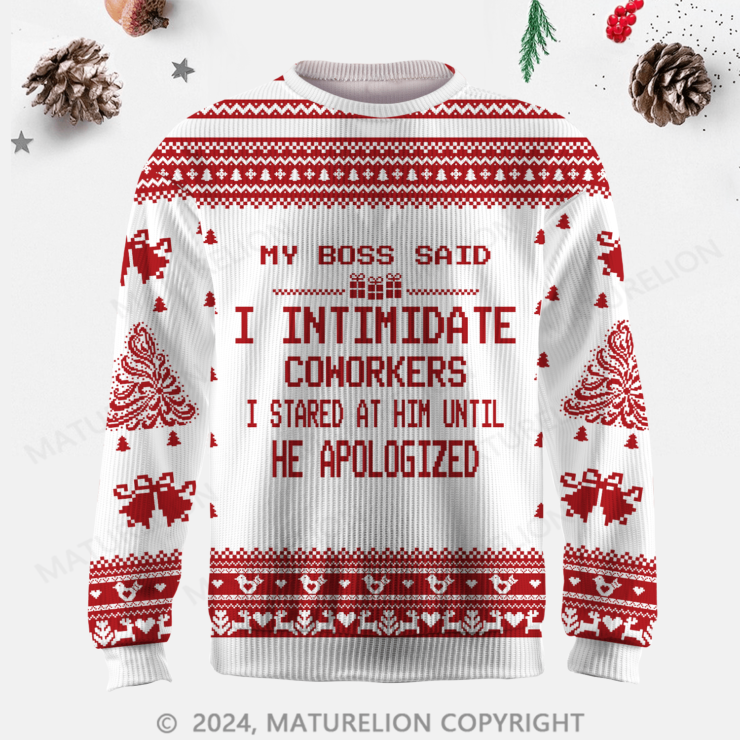 Maturelion My Boss Said I Intimidate Coworkers I Stared At Him Until He Apologized Ugly Sweater