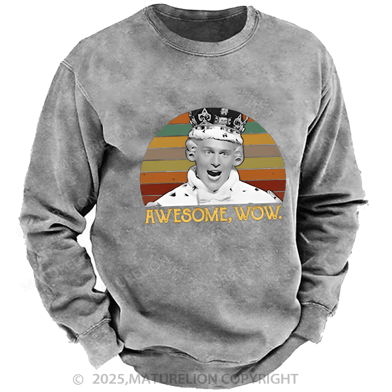 Maturelion Men's Sweatshirts  Awesome Wow King George III Hamilton Sweatshirts Washed Sweatshirts