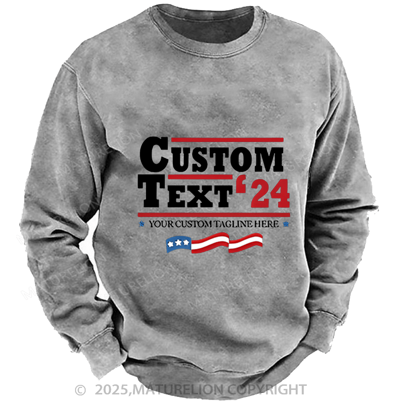 Maturelion Men's Sweatshirts Personalized Election Sweatshirts Washed Sweatshirts