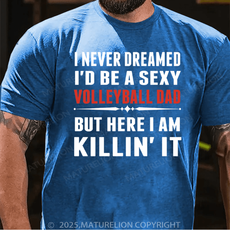 Maturelion Men's T-Shirt Keep Calm Volleyball Dad Cotton T-Shirt