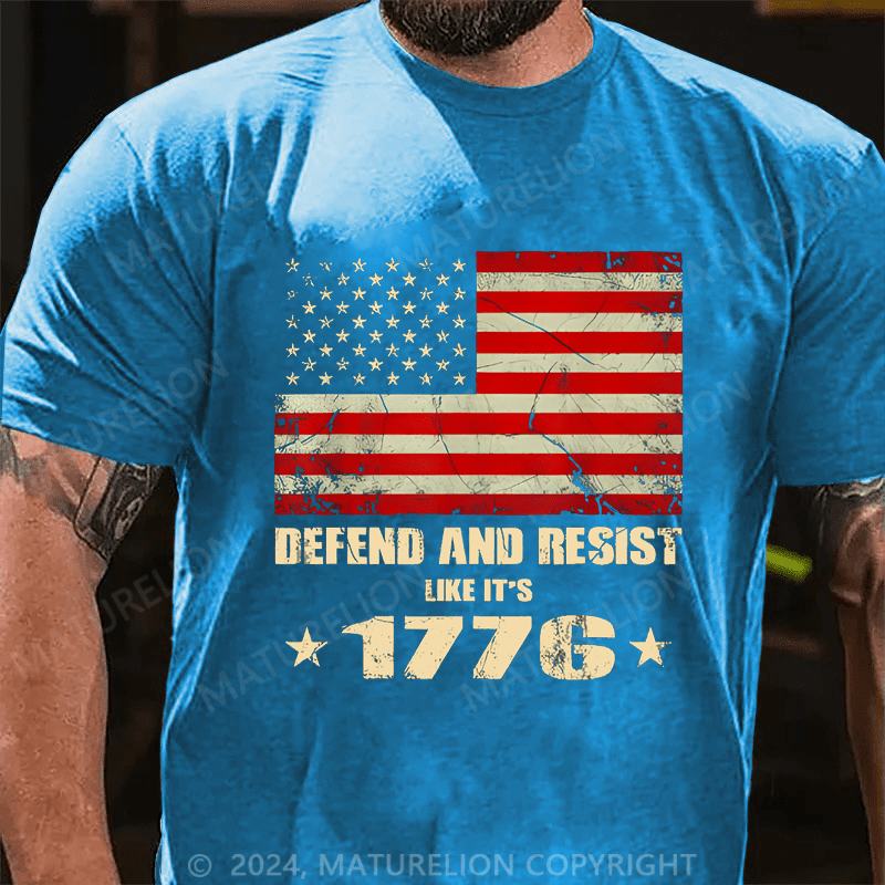 Maturelion Men's T-Shirt Defend and Resist Like It's 1776 T-Shirt
