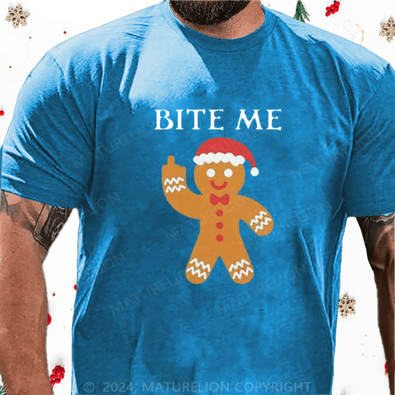 Maturelion Christmas T-Shirt Tipsy Elves Men's Christmas Bite Me Tee
