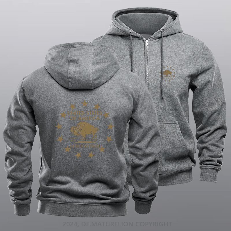 Maturelion Men's Hoodie God We Trust Zipper Hoodie