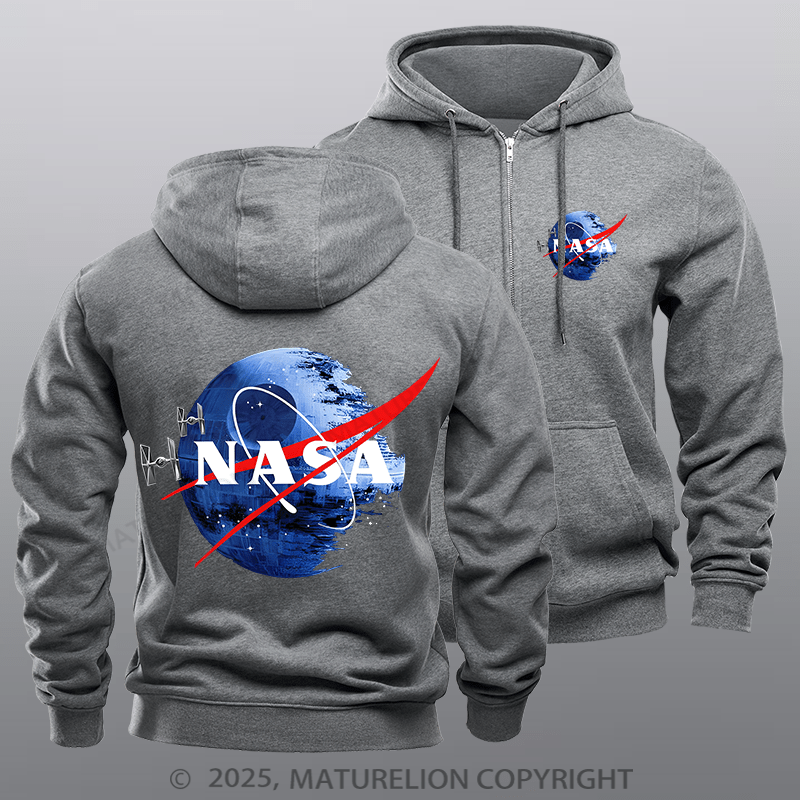 Maturelion Men's Hoodie Inspired Guava Iguana Death Star Graphic Zipper Hoodie