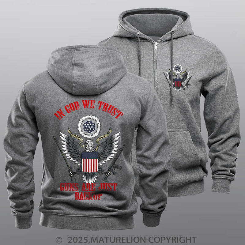 Maturelion Men's Hoodie In God We Trust Zipper Hoodie