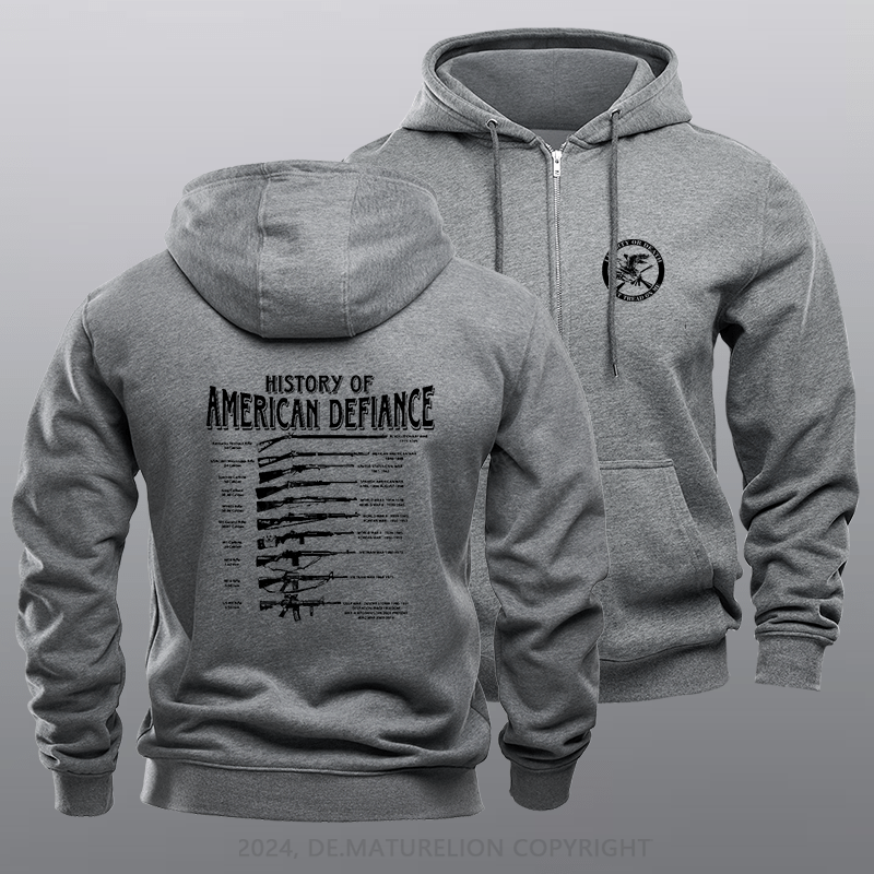 Maturelion Men's Hoodie Historical Rifle Black Zipper Hoodie