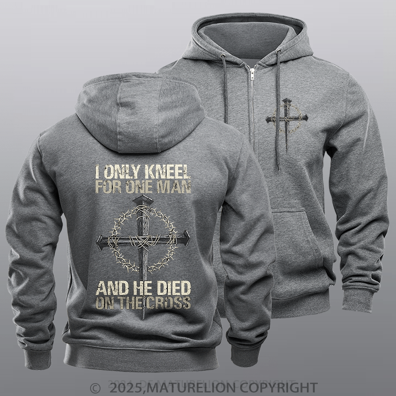 Maturelion Men's Hoodie Men's Hoodie Only Kneel For One Zipper Hoodie